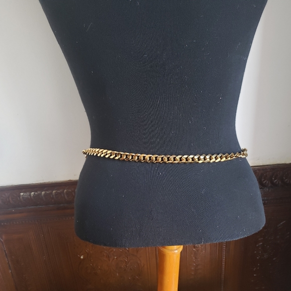 Vtg ST JOHN Gold Chain Blk Disc Tier Belt**NO OFFERS FIRM** main image 5
